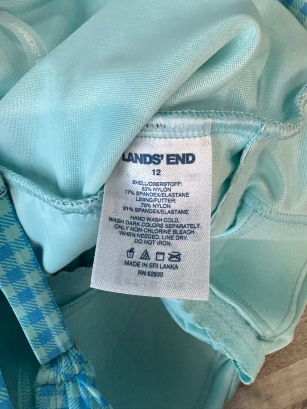Land's End NWOT Women's Blue Check Swim Dress Size 12 K1